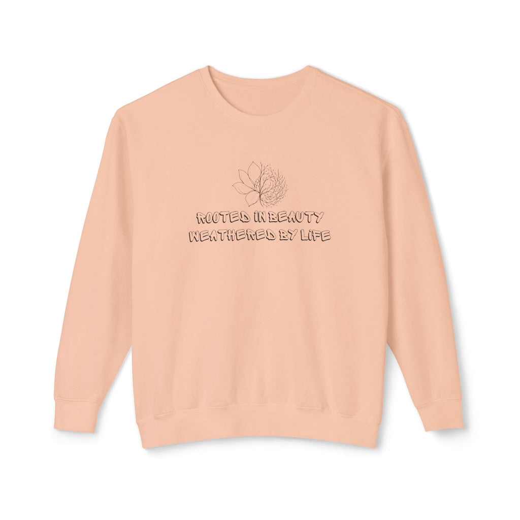 Lightweight Crewneck Sweatshirt — 'Where Beauty Breathes Life' Minimal Floral Graphic