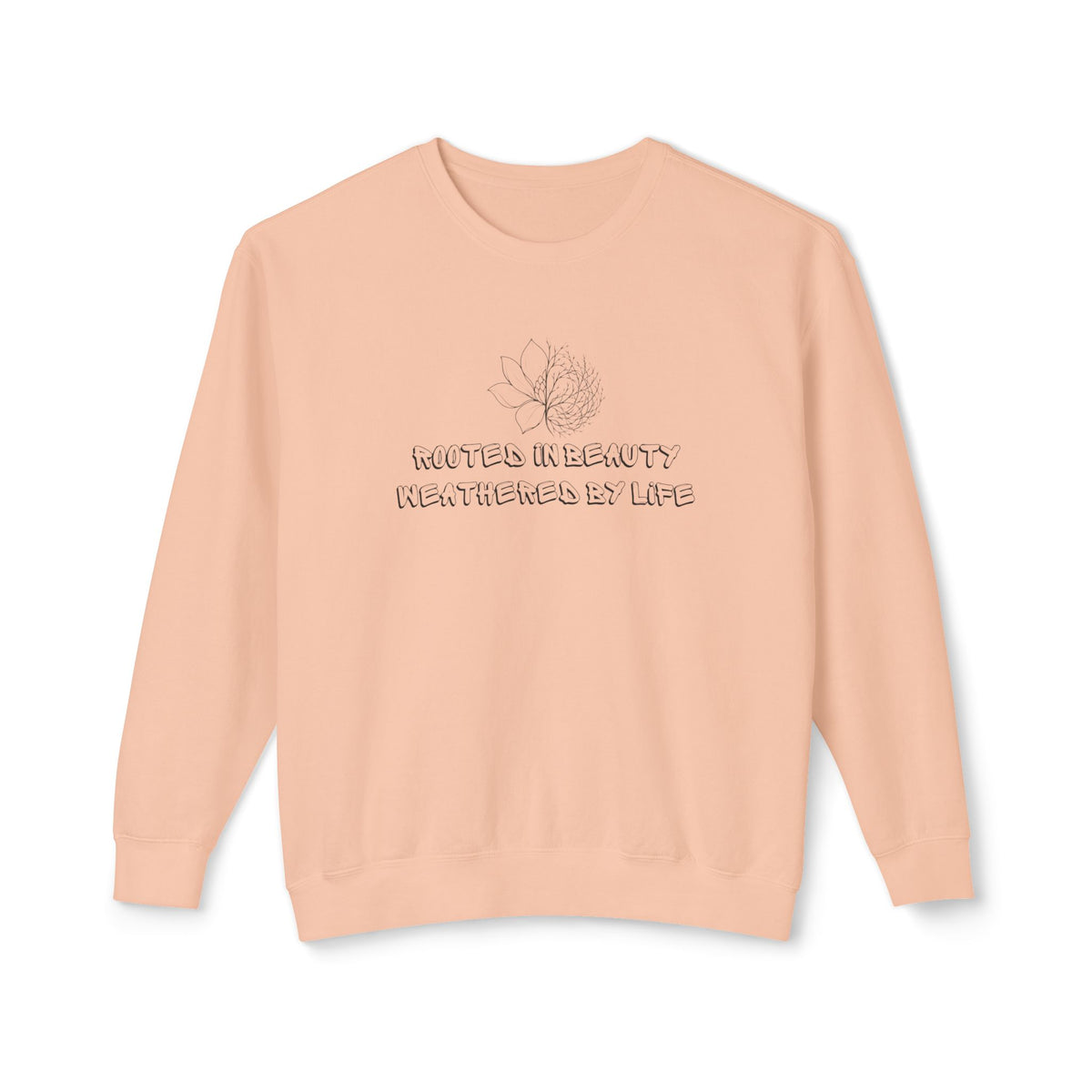 Lightweight Crewneck Sweatshirt — 'Where Beauty Breathes Life' Minimal Floral Graphic