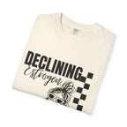 Declining Estrogen Tee — Funny Feminine Graphic T‑Shirt (Overstimulated AF)