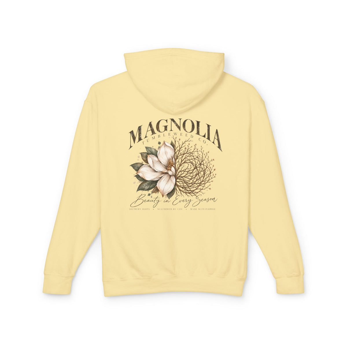 Magnolia Tumbleweed  Hoodie — Lightweight Cream Hooded Sweatshirt