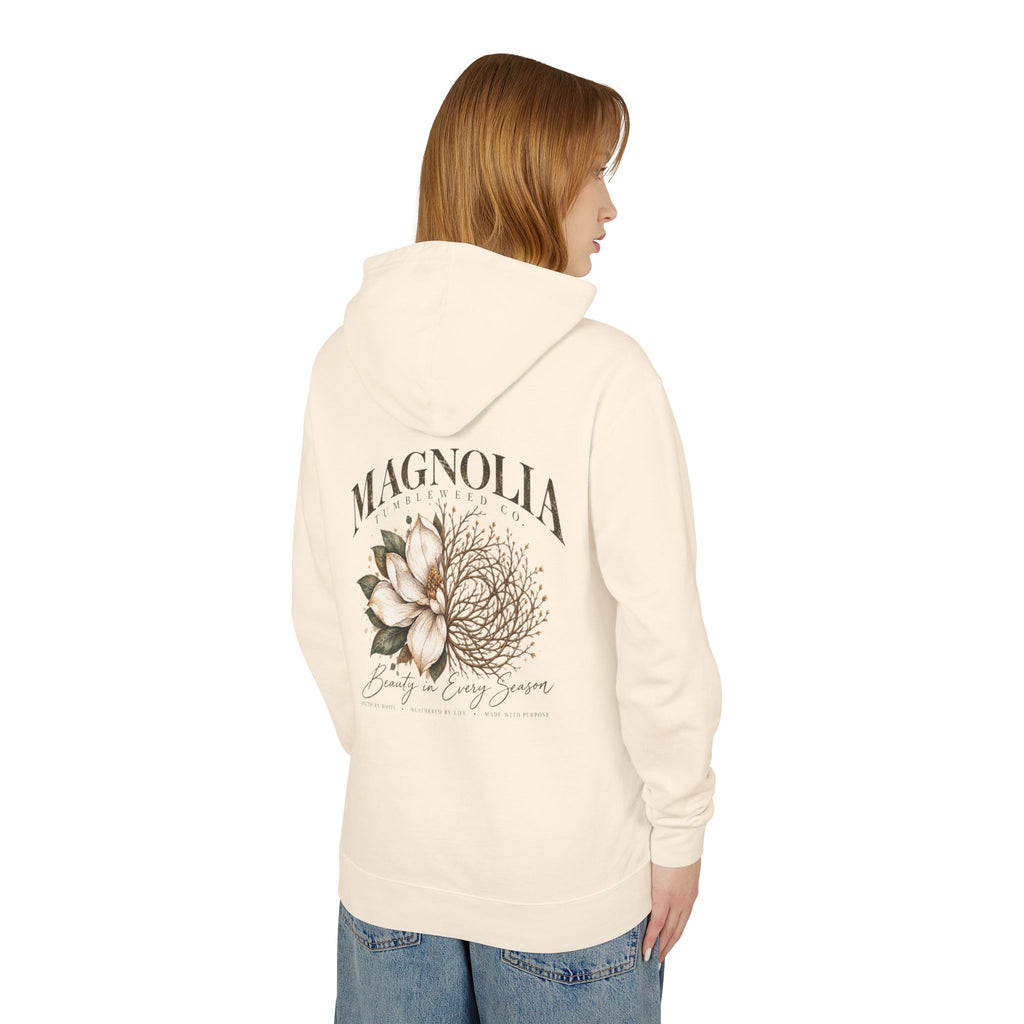 Magnolia Tumbleweed  Hoodie — Lightweight Cream Hooded Sweatshirt