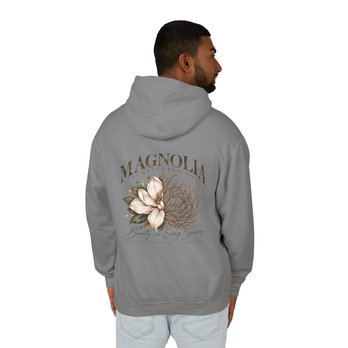 Magnolia Tumbleweed  Hoodie — Lightweight Cream Hooded Sweatshirt