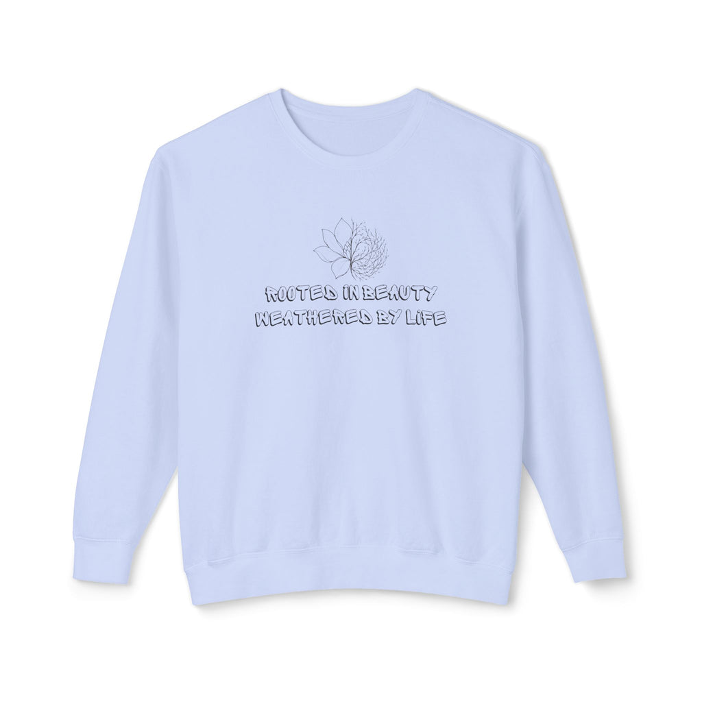 Lightweight Crewneck Sweatshirt — 'Where Beauty Breathes Life' Minimal Floral Graphic