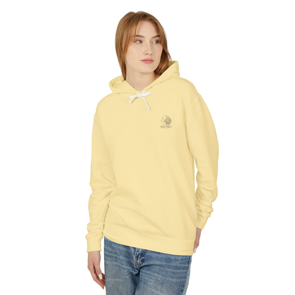 Magnolia Tumbleweed  Hoodie — Lightweight Cream Hooded Sweatshirt