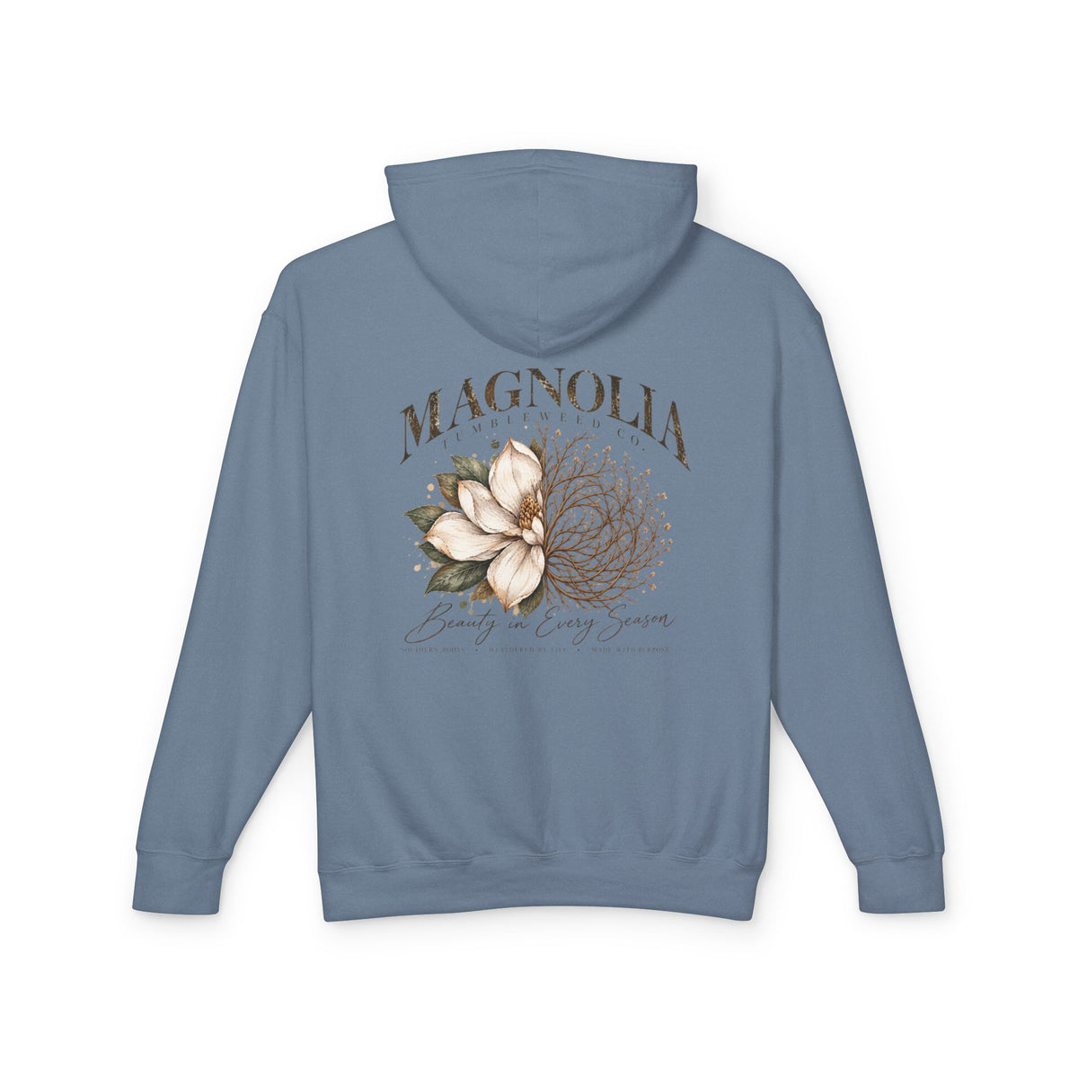 Magnolia Tumbleweed  Hoodie — Lightweight Cream Hooded Sweatshirt