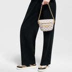 L V white checkered Bag