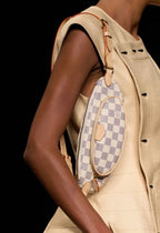 L V white checkered cross body
