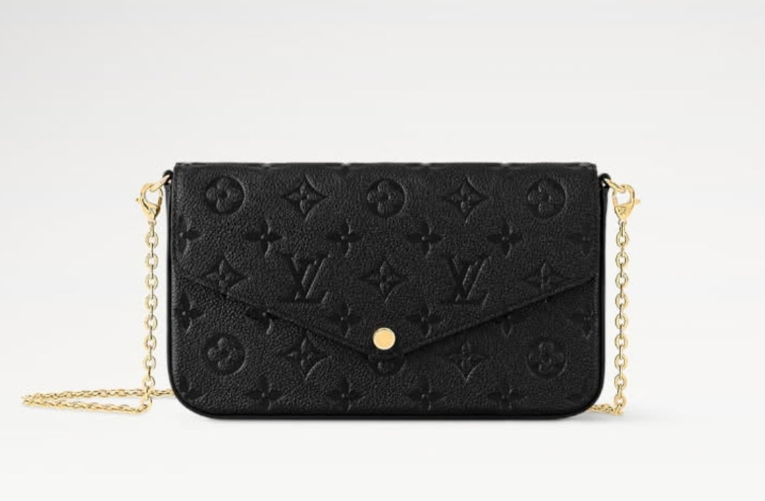 L V black embossed with chain (1:1 & MQ)